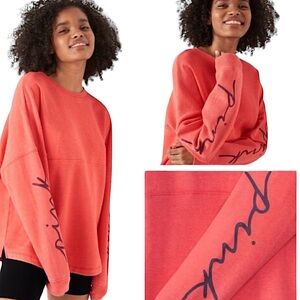 VICTORIA’S SECRET PINK: Logo Oversized Orange Sweatshirt -Size Large